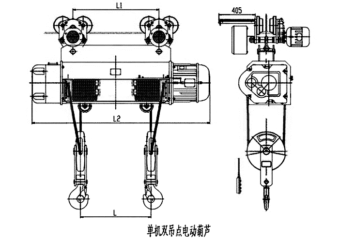同筒双钩电动葫芦结构图